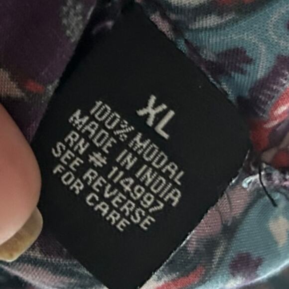 Tolani Printed V-Neck Tunic Top Blouse Women's XL Woven Modal Boho Geometric - Picture 4 of 6